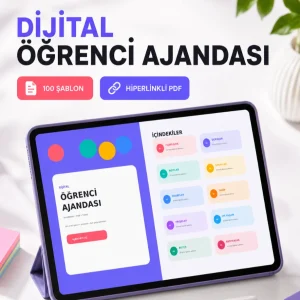 100 Şablonlu Hiperlinkli Dijital Öğrenci Ajandası