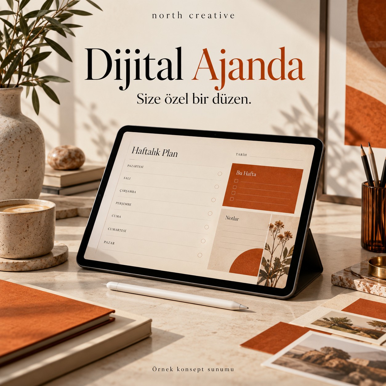 North Creative Kişiye Özel Dijital Ajanda — örnek konsept sunumu